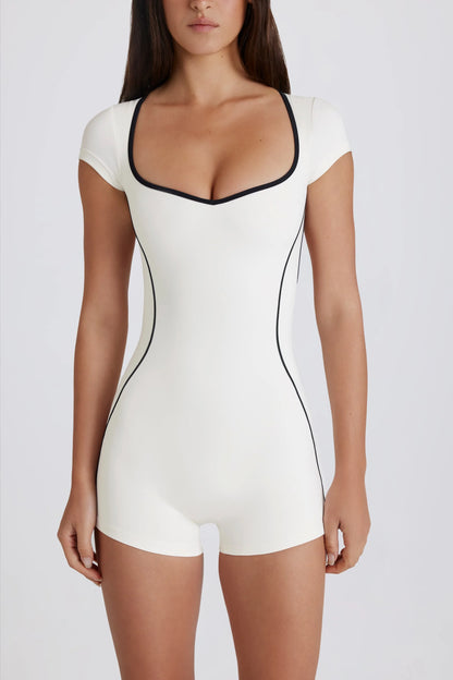 Open-Back Unitard in Coconut